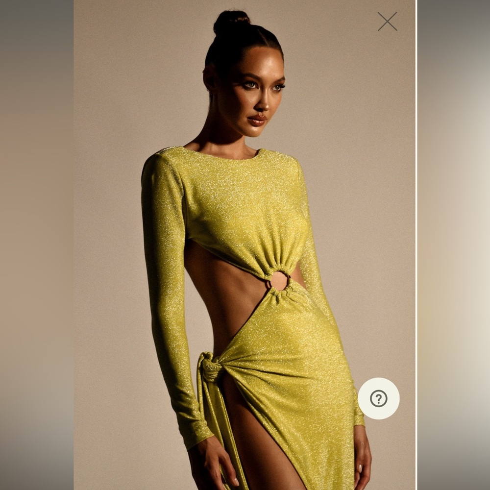 Backless Maxi Wrap Dress - Green Shimmer NWT